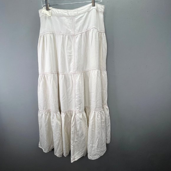 Free People We the Free Dreamweaver Maxi Skirt size M Beige Ivory Tiered Buttons - Picture 4 of 9